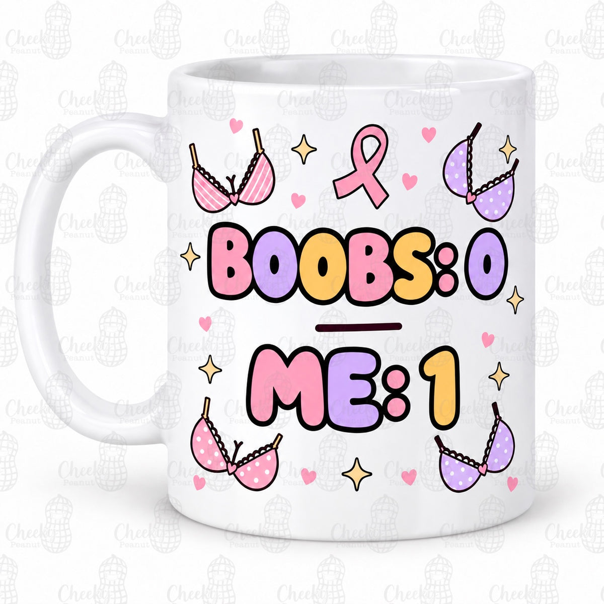 Boobs 0 Me 1 breast cancer mug