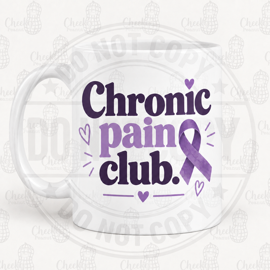 Chronic Pain Club fibromyalgia mug with watermarks