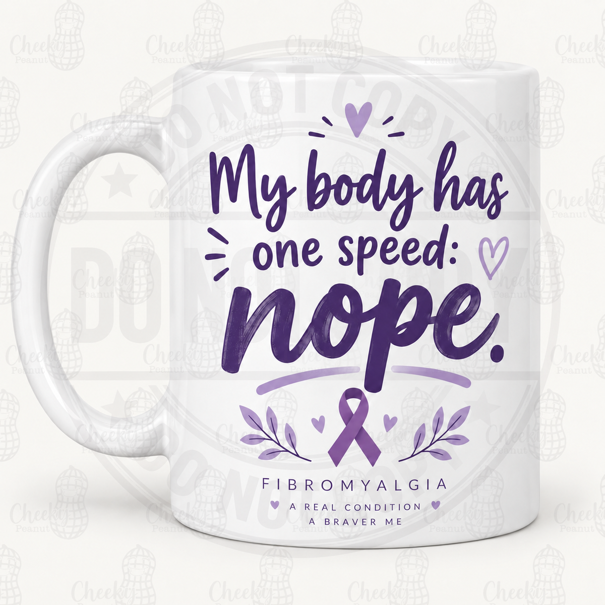 One Speed Nope fibromyalgia mug with watermarks