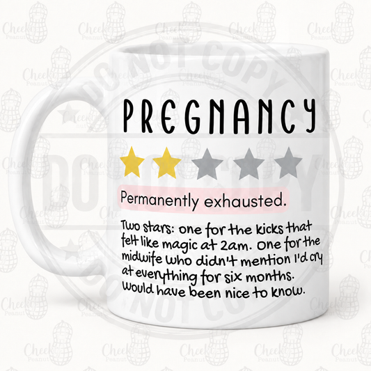 Pregnancy aggressively physical one star review mug